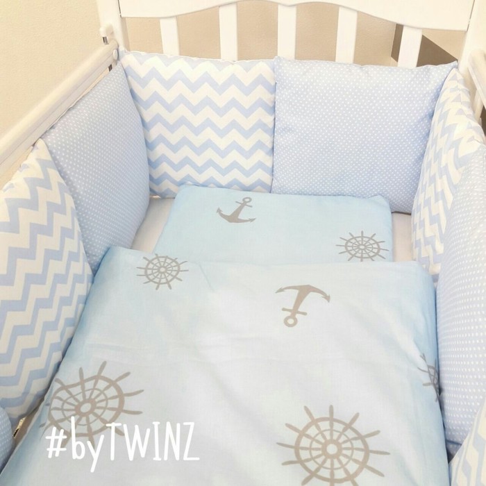 Комплект в кроватку "Бриз", 6 предметов, бязь, сатин