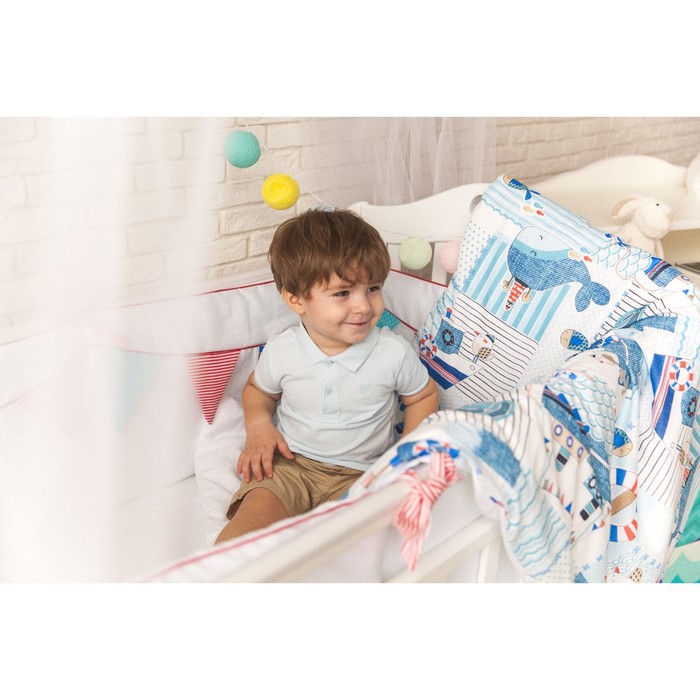 Комплект в кроватку "Морская история", 6 предметов, поплин, сатин