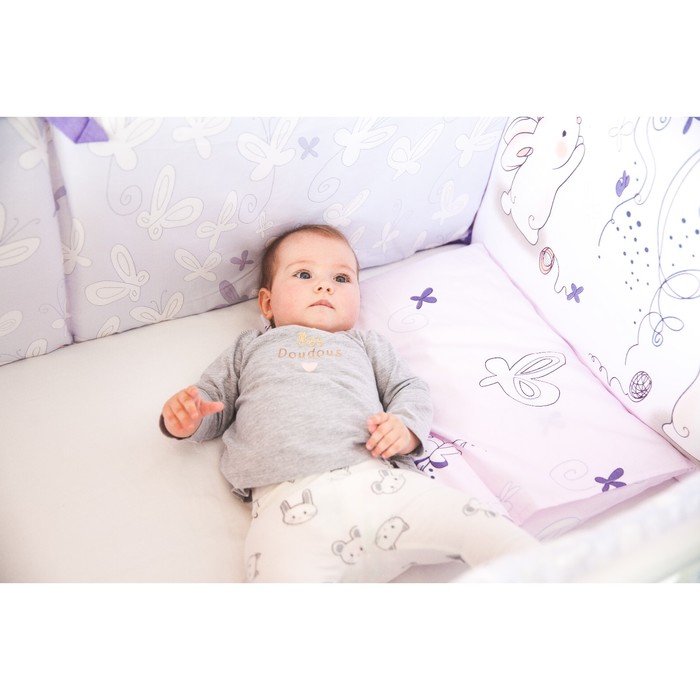 Комплект в кроватку "Милые зайцы", 6 предметов, поплин, сатин