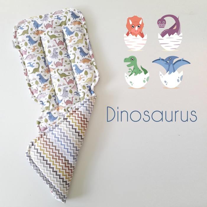 Матрасик в коляску "Динозаврики", размер 34х84 см, сатин