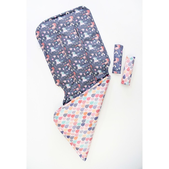 Матрасик в коляску "Замок единорогов", размер 34х84 см, сатин