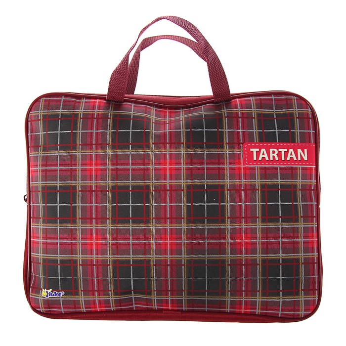 Папка с ручками текстиль А4 45мм 350*265 ПМД 2-20 "Клетка бордо" (ручка-тесьма)