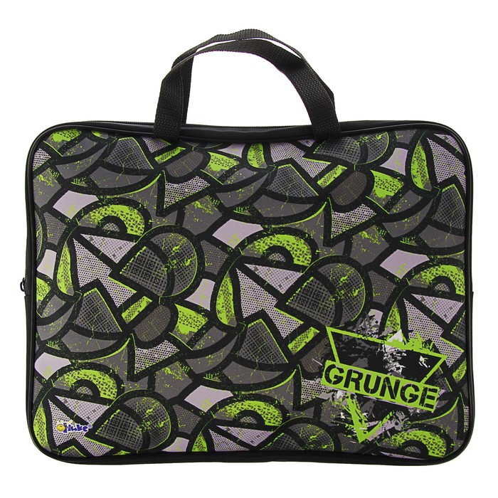 Папка с ручками текстиль А4 45мм 350*265 ПМД 2-20 "Яркий гранж салатовый" (ручка-тесьма)