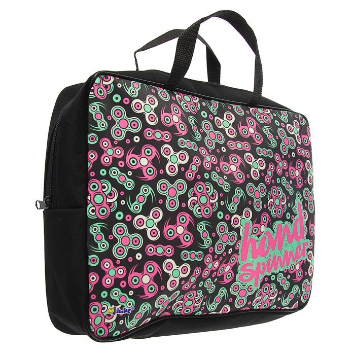 Папка с ручками текстиль А4 80мм 350*265 ПМД 4-20 дев "Спиннер принт" (ручка-тесьма)