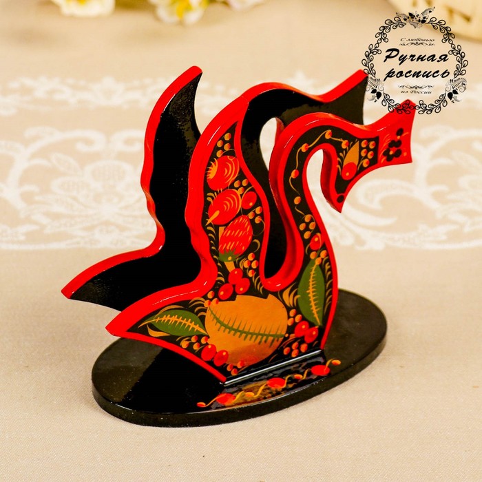 Салфетница "Лебедь чёрный", хохлома