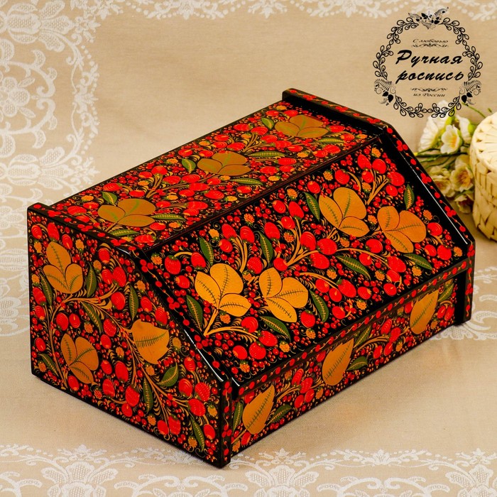 Хлебница "Очаг", хохломская роспись