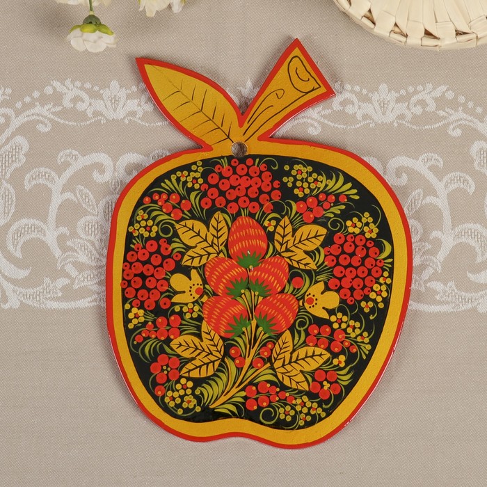 Доска разделочная "Яблоко", декоративная, хохлома