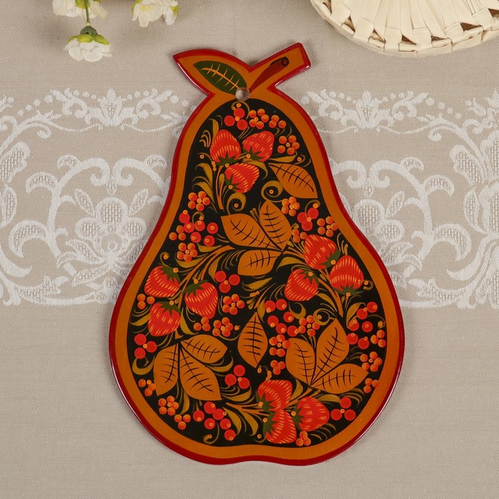 Доска разделочная "Груша", декоративная, хохлома