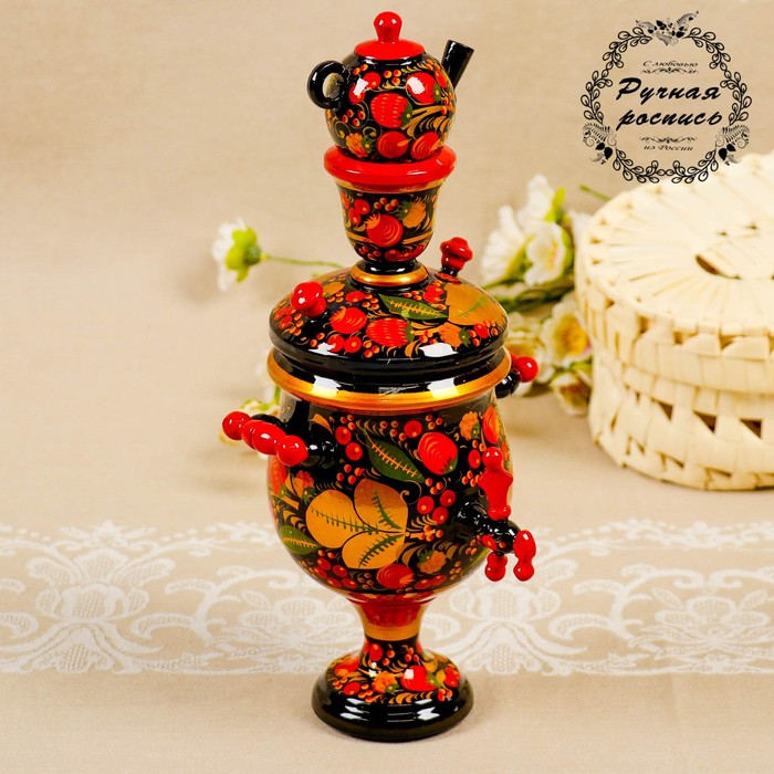 Самовар сувенирный "Хохлома", 13х30 см