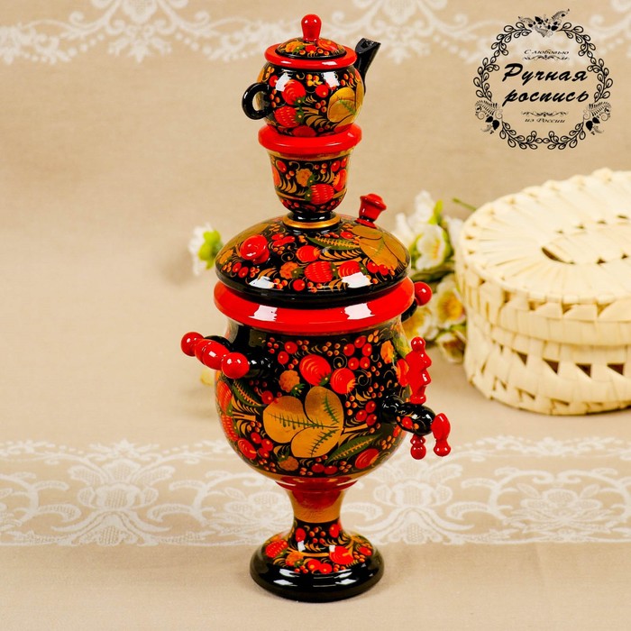 Самовар сувенирный "Хохлома", 15х32 см