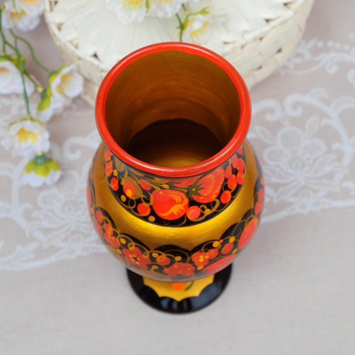 Ваза "Цветы", 13х23 см, хохлома