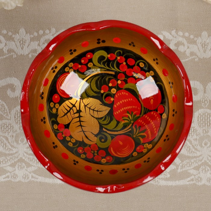 Конфетница на ножке 15х16 см, хохлома
