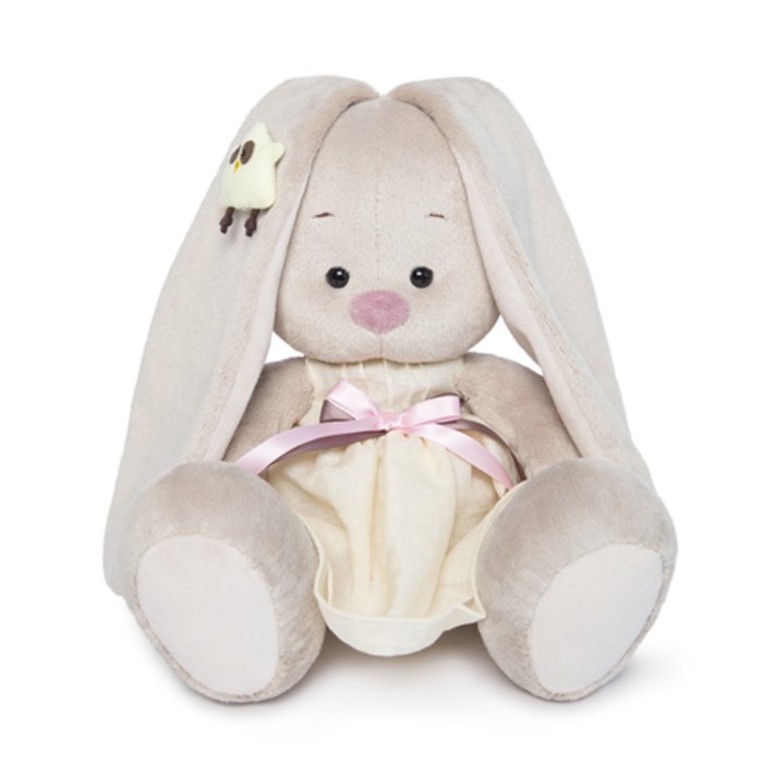 Мягкая игрушка "Зайка Ми" в жёлтом платье и совёнком на ушке, 23 см
