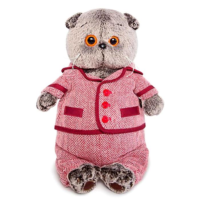Мягкая игрушка "Басик" в красном пиджаке и брюках в ёлочку, 22 см