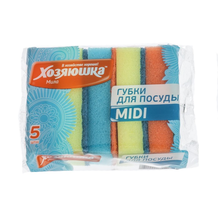Губка для посуды "Мила" MIDI 5 шт