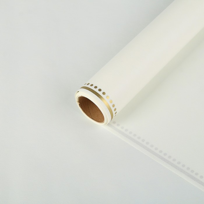 Фетр ламинированный "Кайма", белый с золотом, 0,6 х 5 м