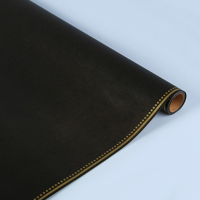 Фетр ламинированный "Кайма", чёрный с золотом, 0,6 х 5 м