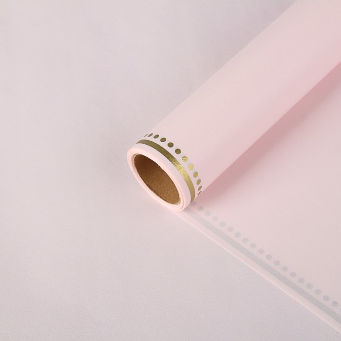 Фетр ламинированный "Кайма", розовый с золотом, 0,6 х 5 м