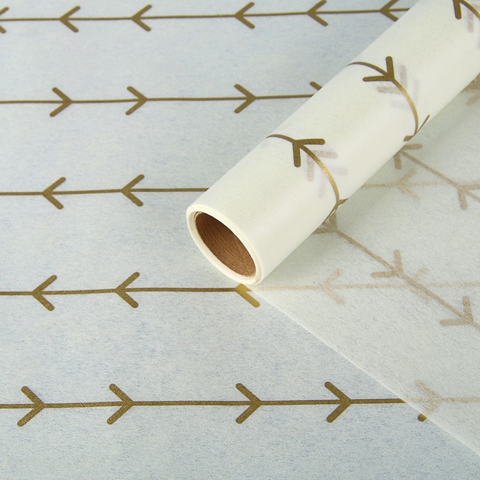 Фетр ламинированный "Кустик", белый с золотом, 60 см х 5 м