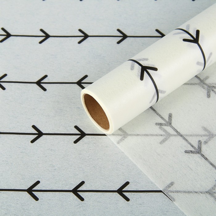 Фетр ламинированный "Кустик", белый с чёрным, 60 см х 5 м