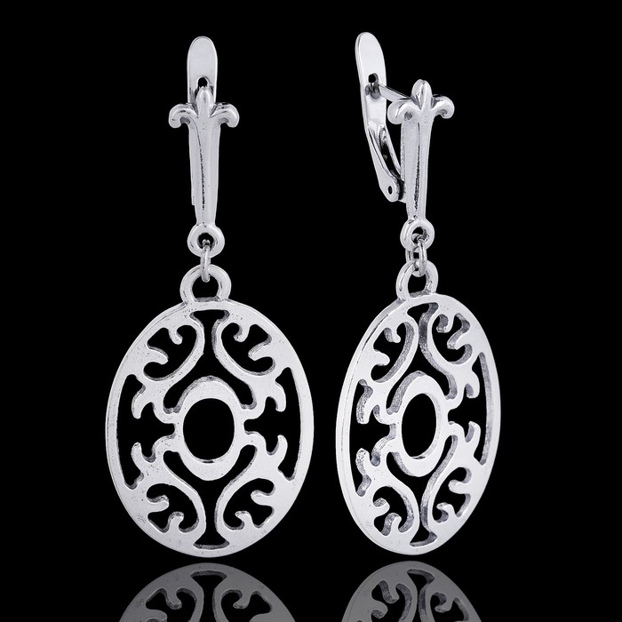 Серьги "Нанк", цвет чернёное серебро