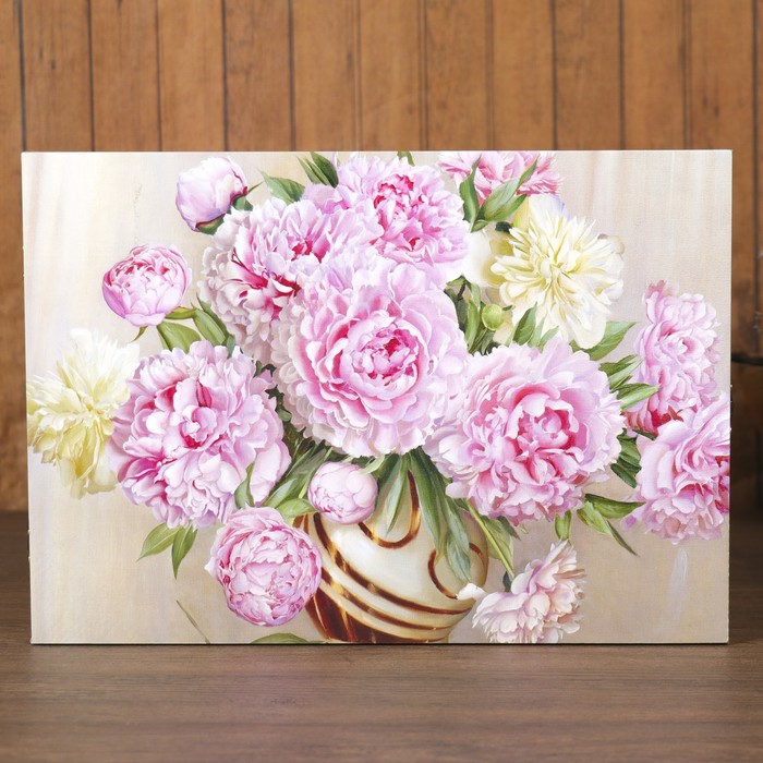 Ключница на холсте Элегант "Пионы" 34х24х6 см