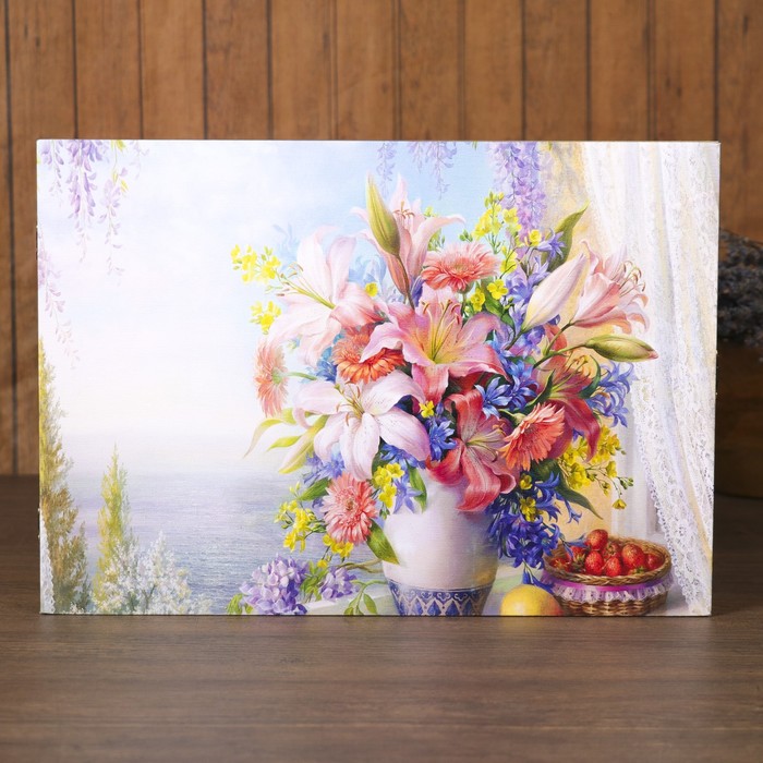 Ключница на холсте Элегант "Букет с гладиолусами" 34х24х6 см