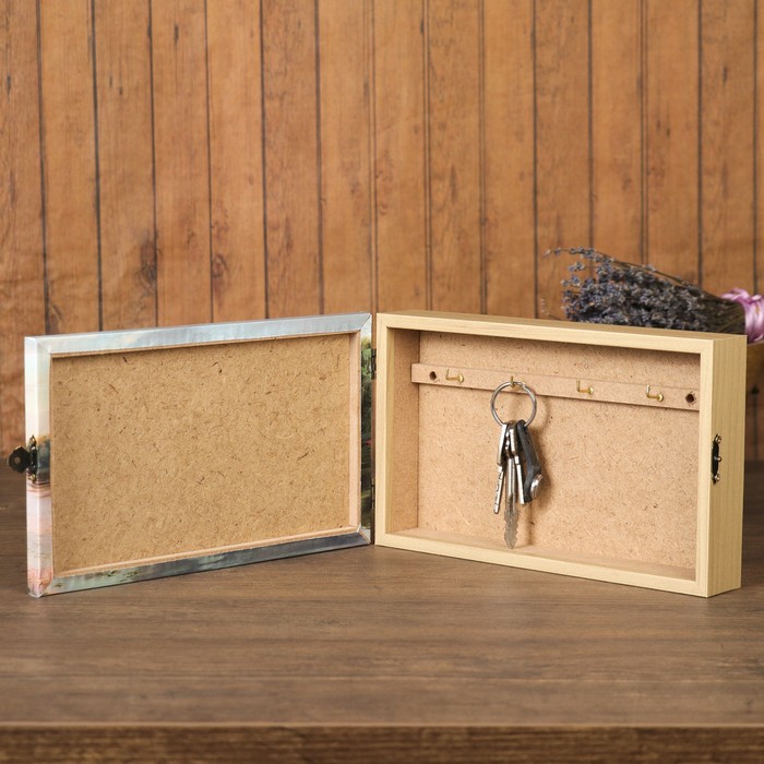 Ключница на холсте Элегант "Вечер на Волге" 24х14х5 см