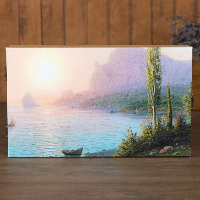Ключница на холсте Элегант "Тихий вечер" 24х14х5см