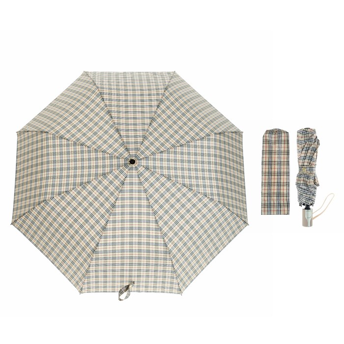 Зонт автоматический "Клетка", R=51см, цвет бежевый