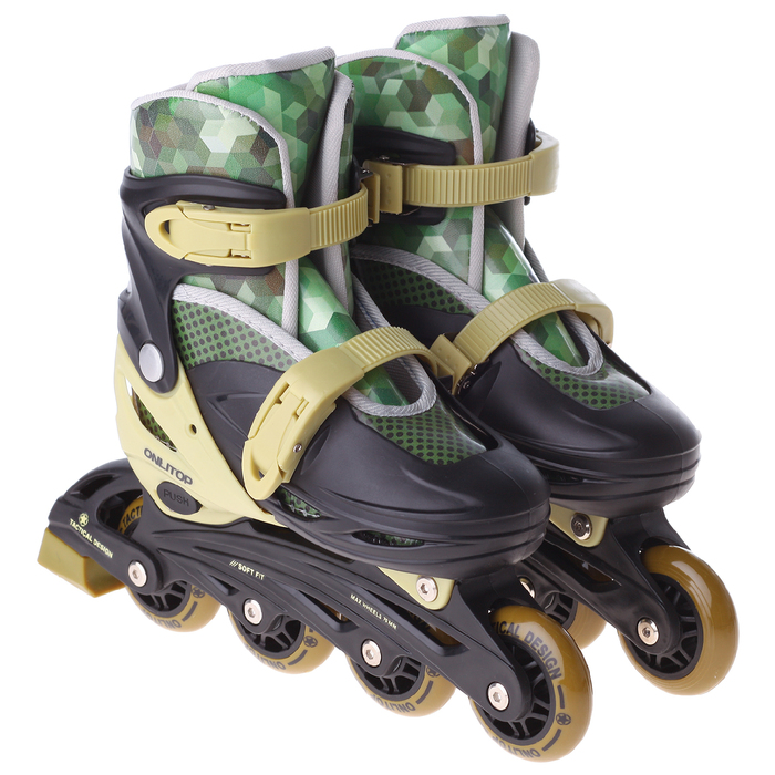 Набор Ролики раздвижные + Защита, колеса PVC 64 мм, пластиковая рама, militree/black р.30-33 29281