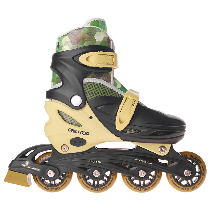 Набор Ролики раздвижные + Защита, колеса PVC 64 мм, пластиковая рама, militree/black р.34-37 29281