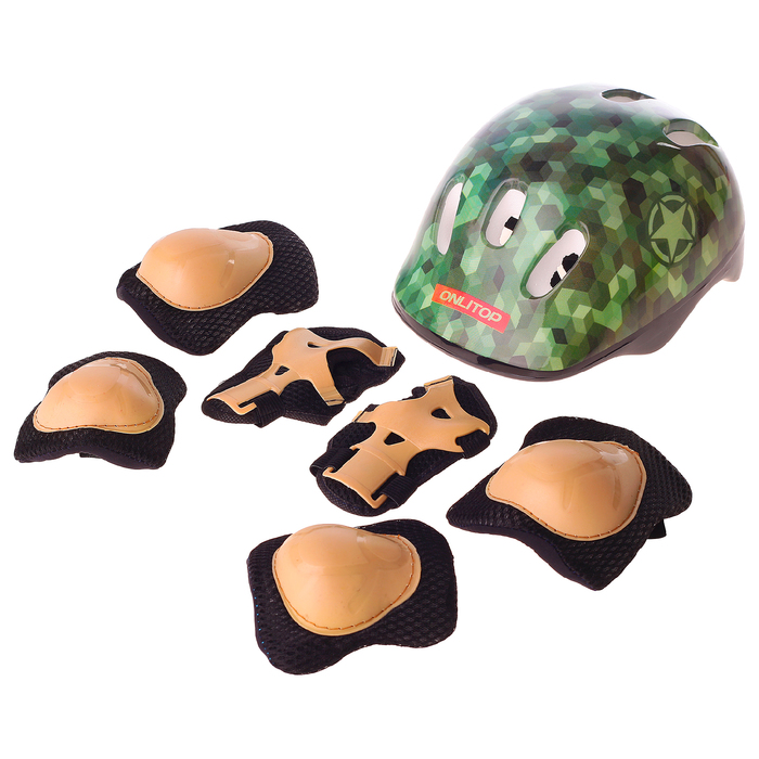 Набор Ролики раздвижные + Защита, колеса PVC 64 мм, пластиковая рама, militree/black р.34-37 29281