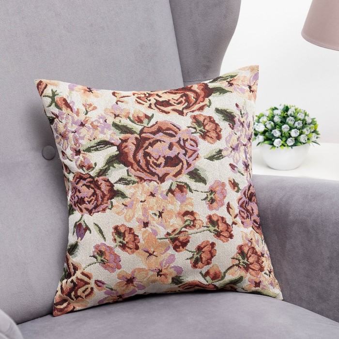 Наволочка декоративная "Этель" Розовый сад 40х40 см
