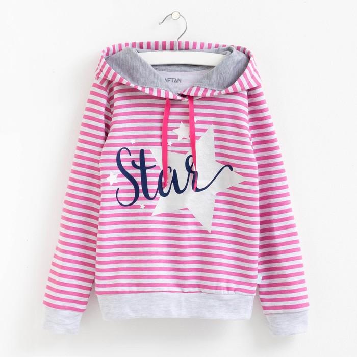 Толстовка с капюшоном "Стар", р-р 34 (122-128 см) 7-8 лет. 95% хл., 5% эл.