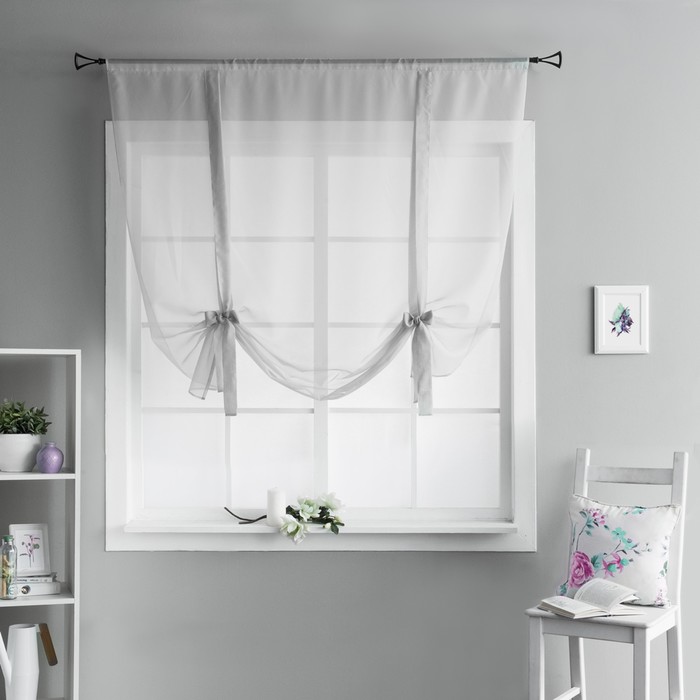 Портьера «Харли», размер 145х150 см-1 шт, цвет серый