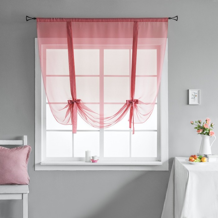 Портьера «Харли», размер 145х150 см-1 шт, цвет брусничный