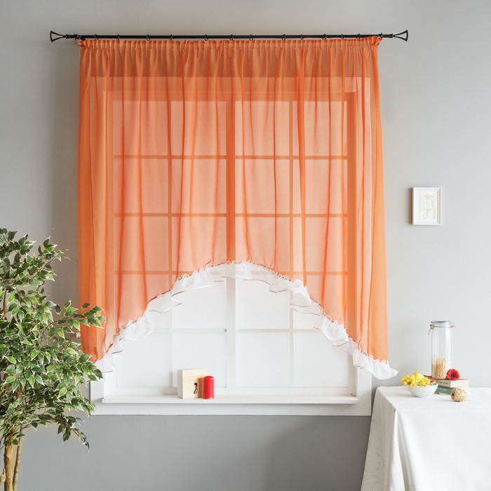 Портьера «Фокси», размер 300х180 см-1 шт, цвет оранжевый