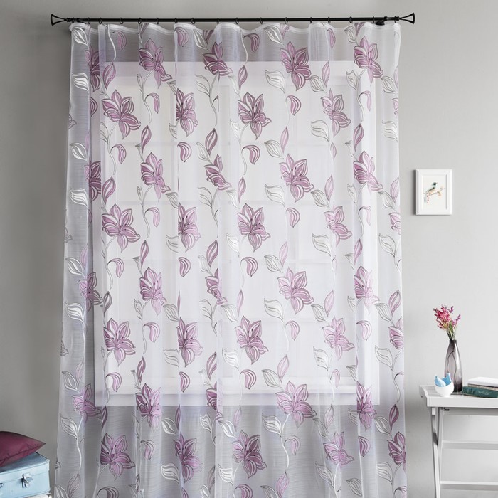 Портьера «Сакура», размер 350х290 см-1 шт, цвет фиолетовый
