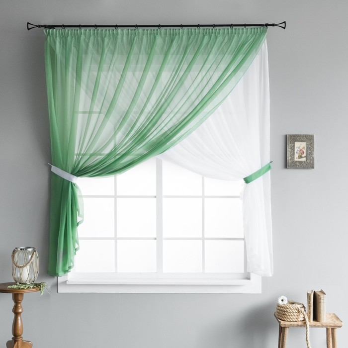 Портьера «Руфус», размер 300х180 см-1 шт, цвет зелёный