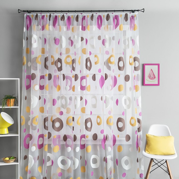 Портьера «Дайрон», размер 490х270 см-1 шт, цвет розовый