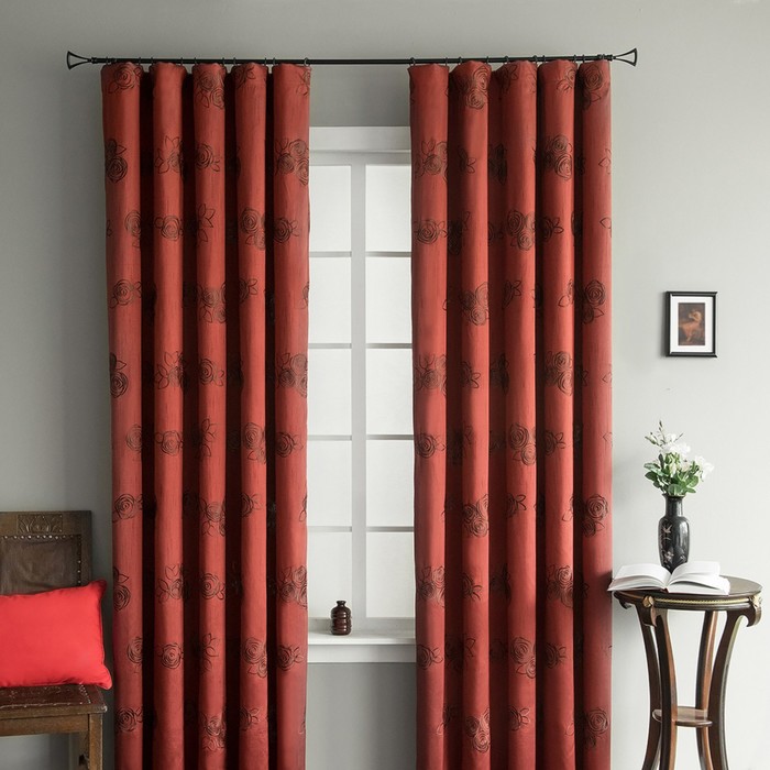 Комплект штор «Рэйван», размер 195х270 см-2 шт, цвет бордовый