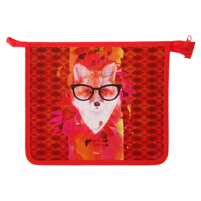 Папка для тетрадей Hatber, А5, молния сверху, пластик, Fox