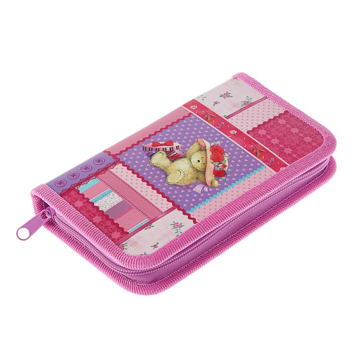 Пенал 1 секция 115*190 ткань Hatber дев "Любимый мишка" NPn_33046