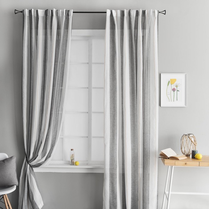 Комплект штор «Пайпс», размер 170х270 см-2 шт, цвет серый