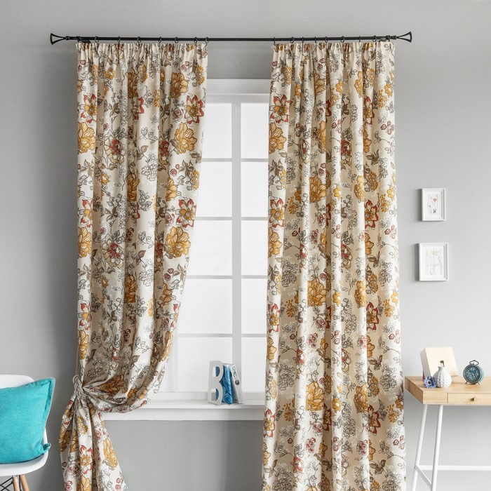 Комплект штор «Пайпер», размер 165х280 см-2 шт, цвет бежевый