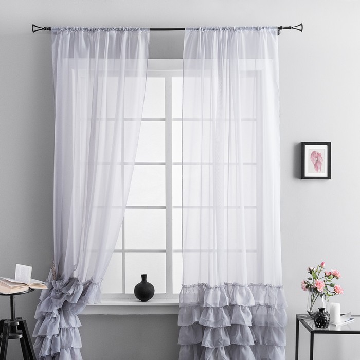 Комплект штор «Ноа», размер 145х270 см-2 шт, цвет серый