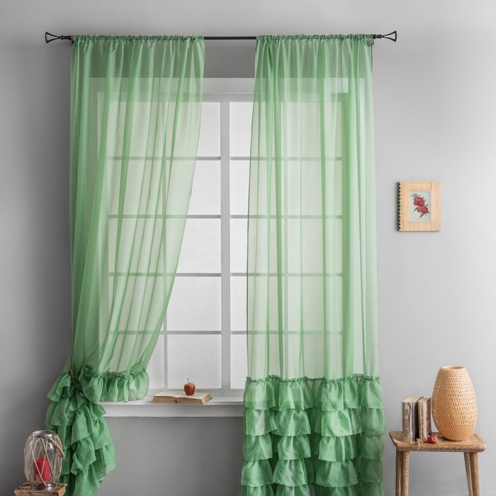 Комплект штор «Ноа», размер 145х270 см-2 шт, цвет зелёный