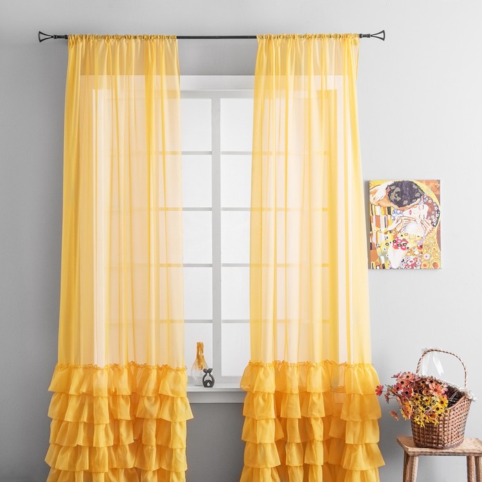 Комплект штор «Ноа», размер 145х270 см-2 шт, цвет жёлтый