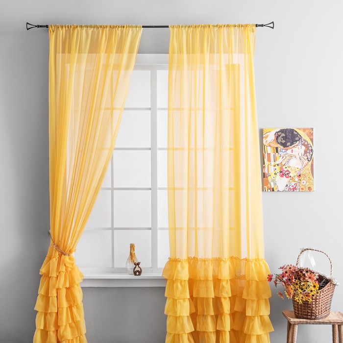 Комплект штор «Ноа», размер 145х270 см-2 шт, цвет жёлтый